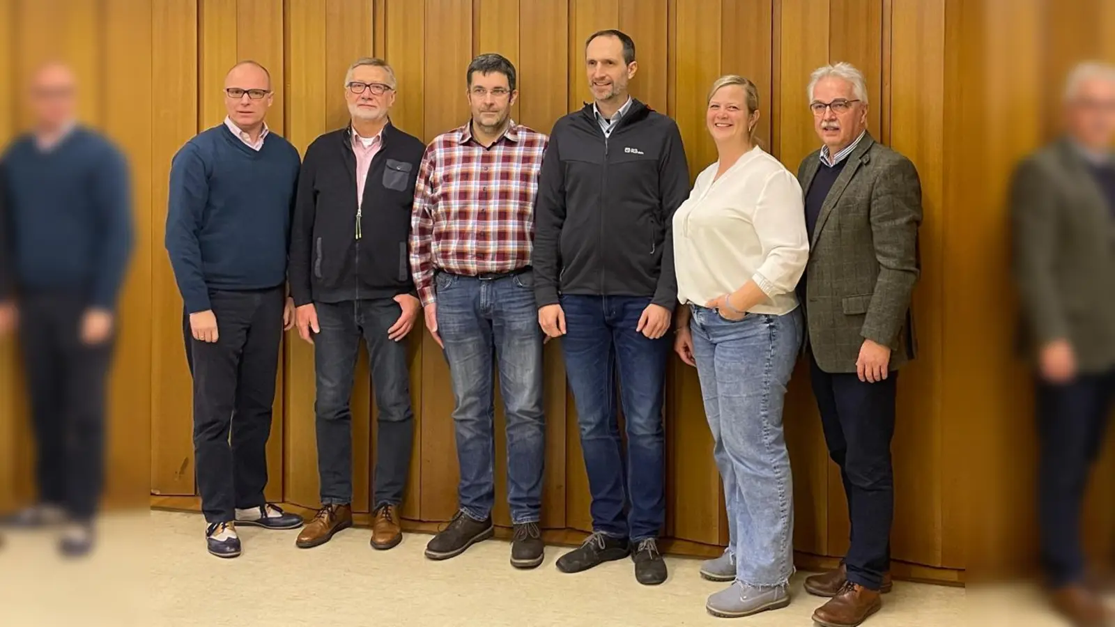 Der neue Vorstand mit BGM und Stadtverbandsvorsitzenden (v.l.): Heiko Hansmann, Hubert Gockeln, Ludger Hüpping, Stefan Legge, Anna Lücke und BGM Norgert Hofnagel. (Foto: privat)