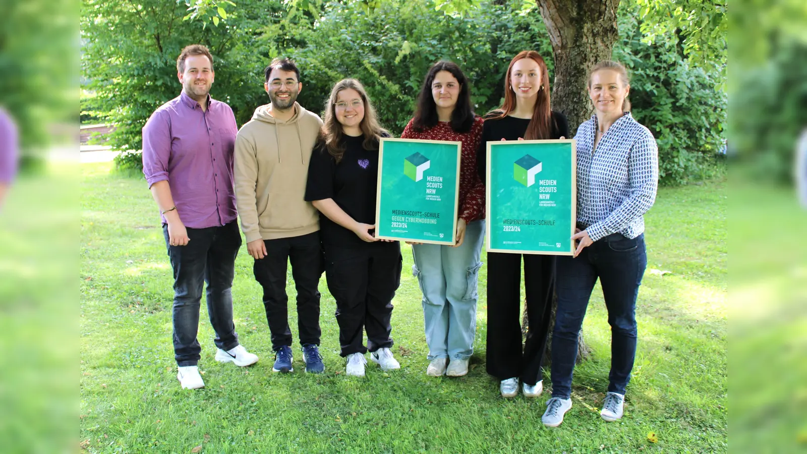 Medienscouts (v.l.): Daniel Frick, Devin Coskun, Angelina Kieneke, Hannah Ferrang, Gina Hörnlein und Heike Edeler. (Foto: privat)