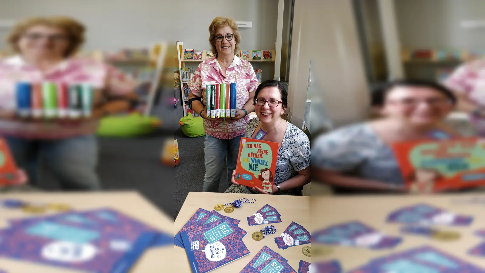 Die Büchereimitarbeiterinnen Elke Maletz und Christiane Bode freuen sich auf den Start des SommerLeseClubs. (Foto: privat)