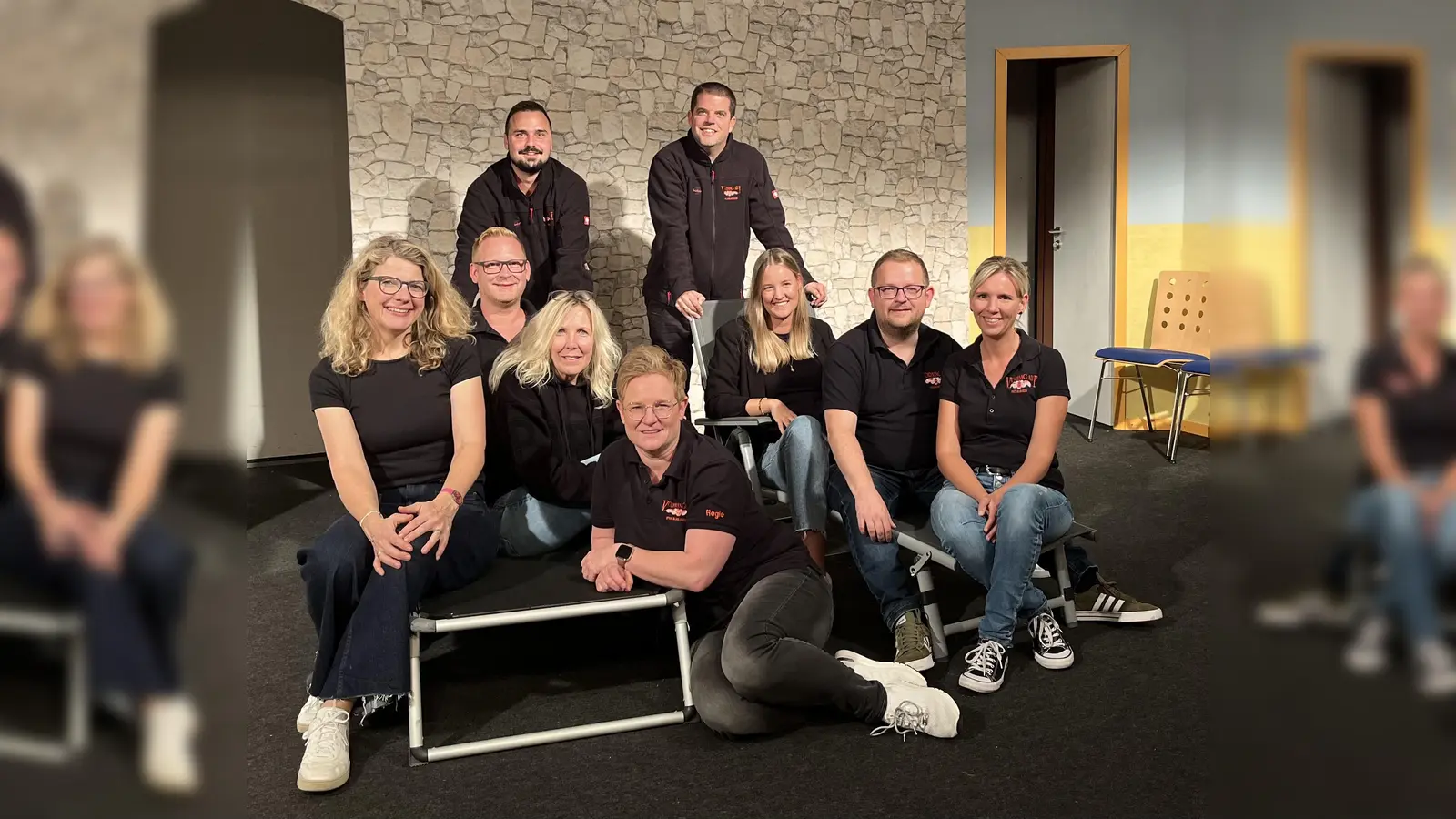 Das Team (v.l.): Simone Hillebrand, Daniel Rebmann, Elke Michels, Diana Temme, Alina Reiermann, Sven Krain, Tanja Rebmann; hintere Reihe: Leroy Glinz, Christian Haag. (Foto: privat)