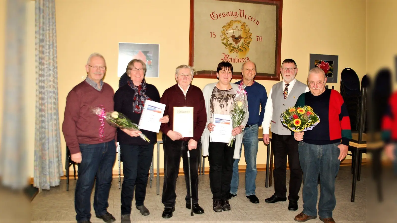 (v.l.) Wilfried Sobireg, Sigrid Meyer, Karl Bickmeier, Tanja Bähre, Thomas Schmidt-Leisler, Karl-Heinz Bickmeier, Rudi Rasche. (Foto: Foto: Concordia Meinbrexen)