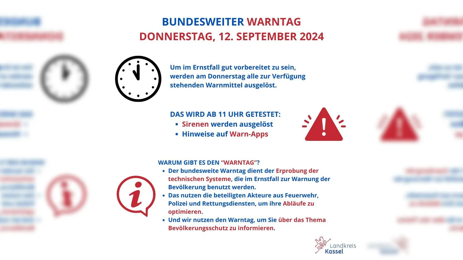 Am 12. September ist bundesweiter Warntag. (Grafik: Landkreis Kassel)